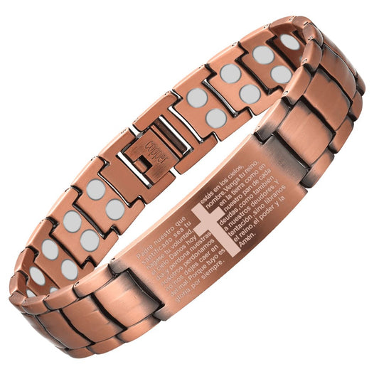 Pulsera con el "Padre Nuestro" grabado en cobre magnético